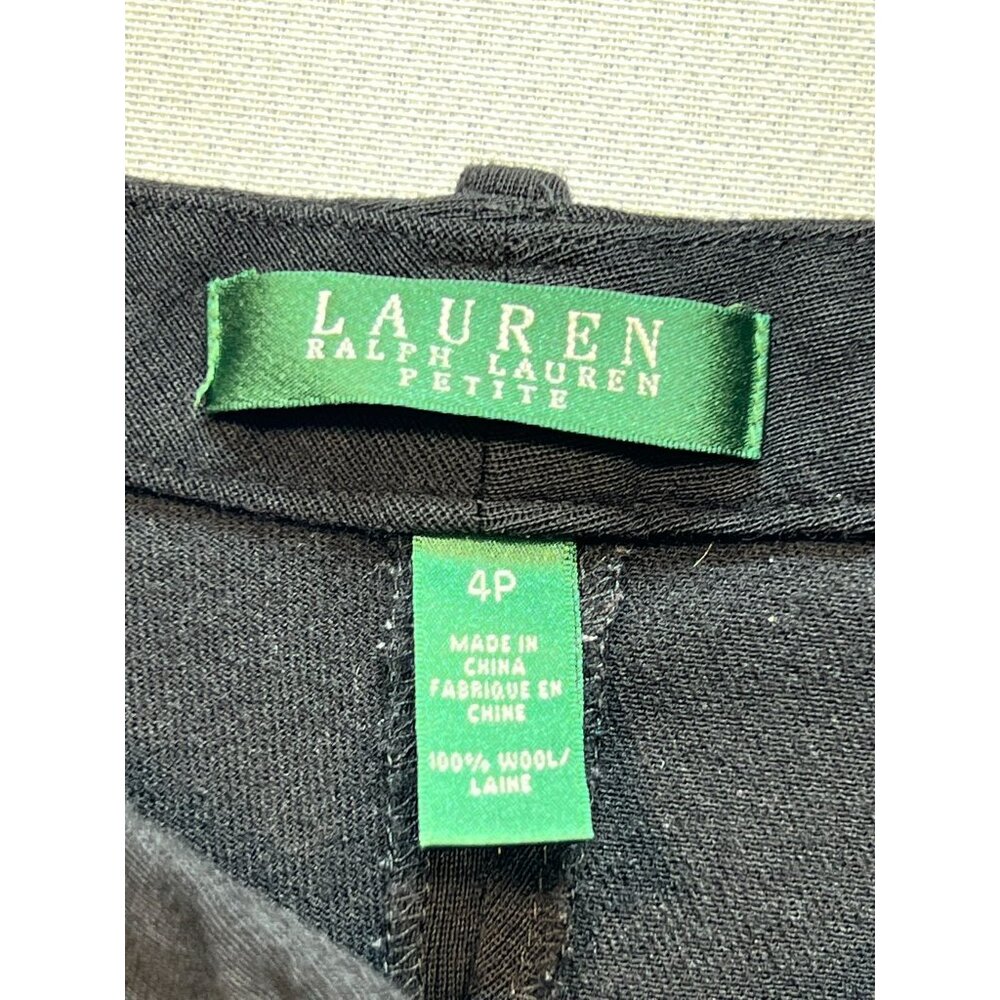 Lauren Ralph Lauren Women's Slim Fit Wool Chino Pants Stretch Size 4P Black - Picture 3 of 9